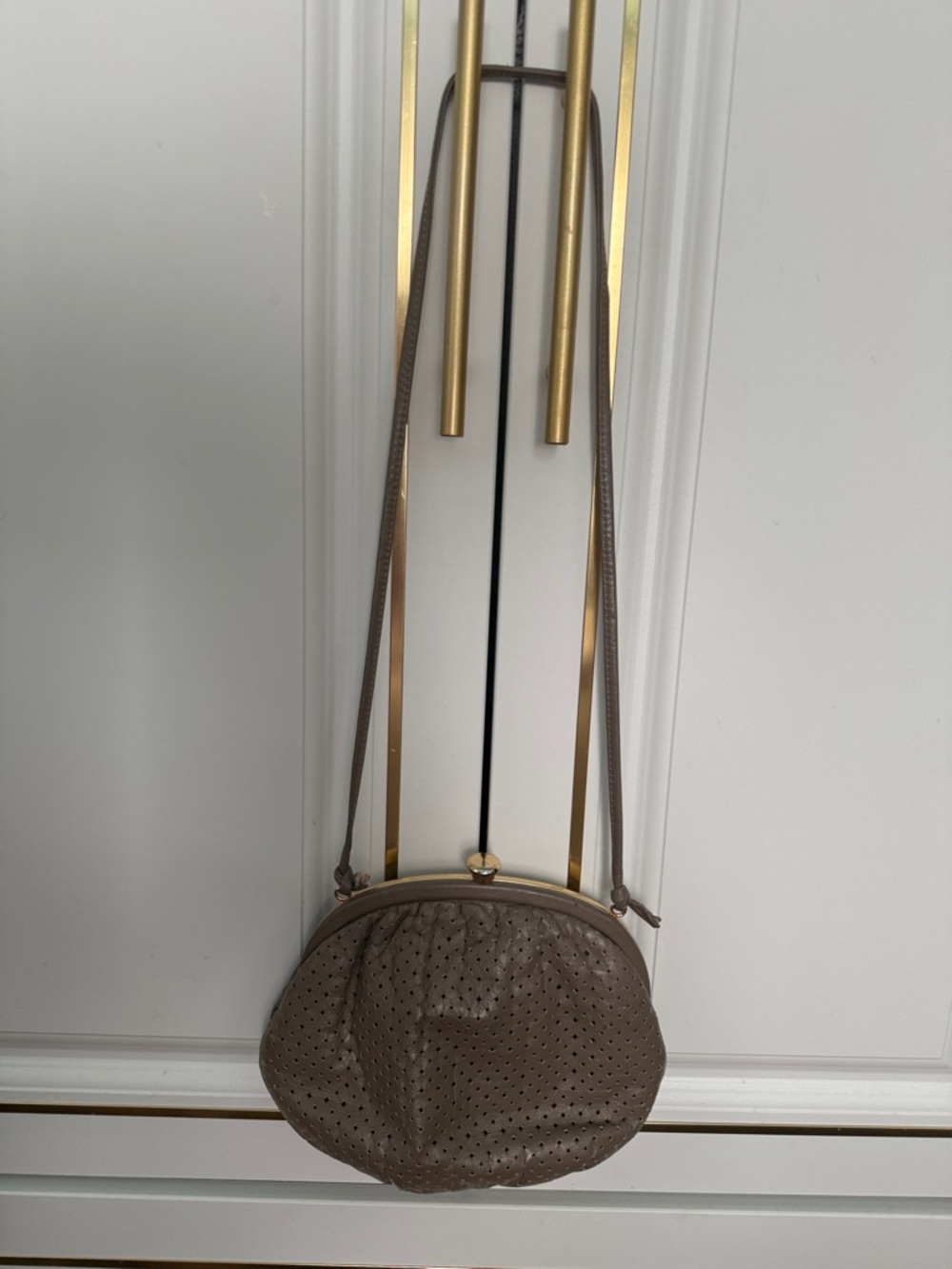 Buy 2 for 20$ โ๐ปVintage Taupe Perforated Crossbody Bag - Unbranded